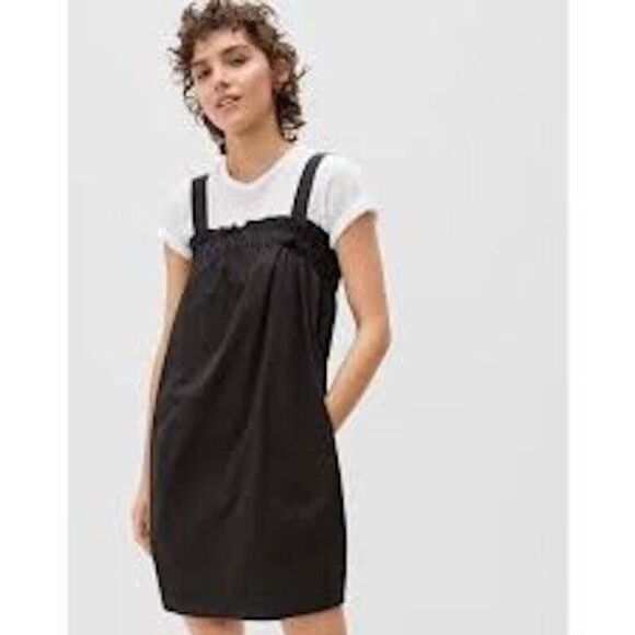 Everlane Dresses & Skirts - Everlane The Paperbag Dress XS Ruffle Apron Pockets Organic Cotton 90s Preppy